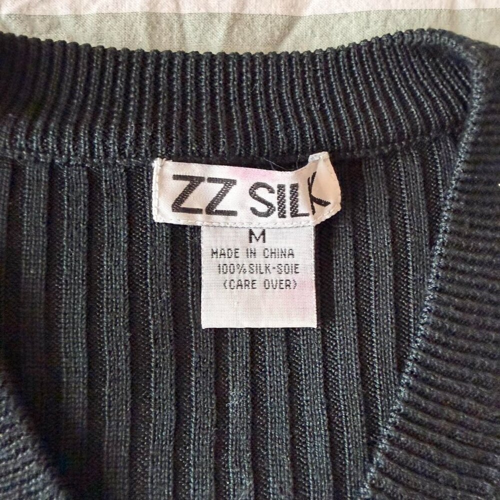Vintage 100 Silk Cardigan Short C 813 - Picture 2 of 3